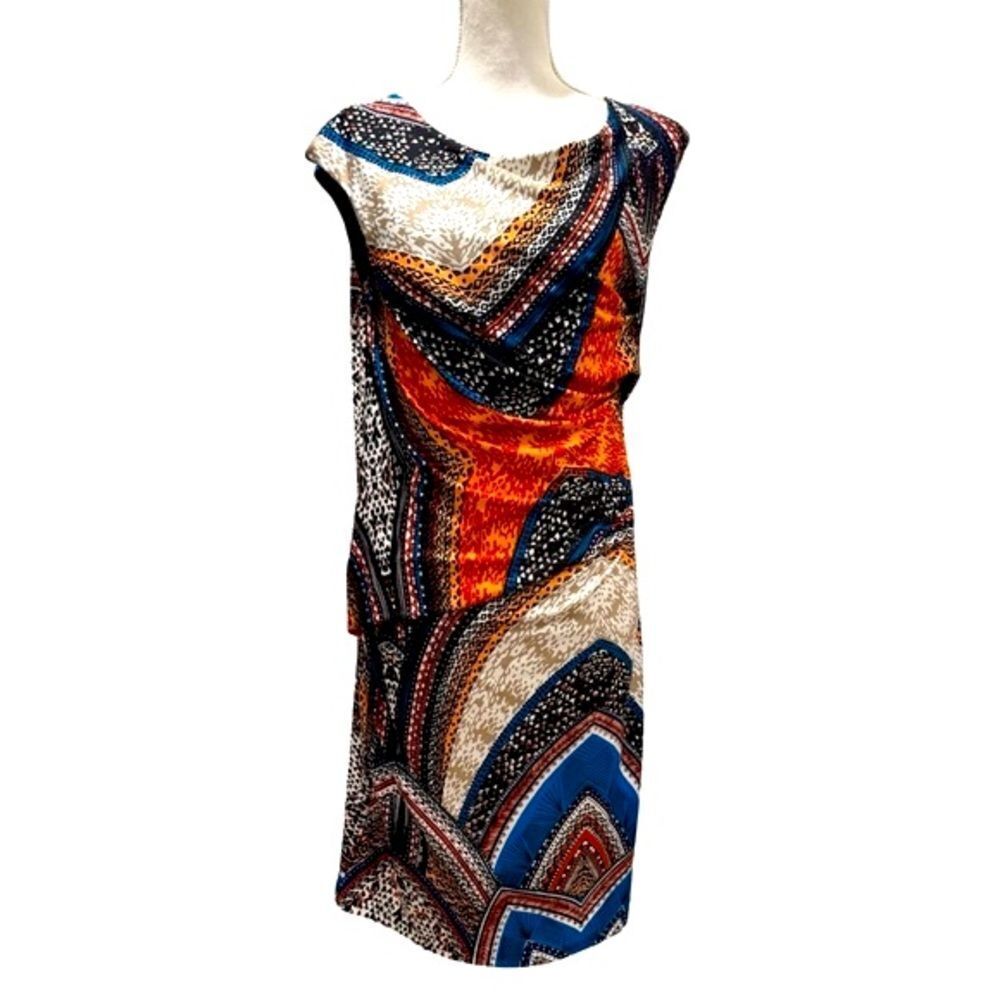 NWT Jus d’Orange Annika Abstract Print Ruched Dress Made in France. Medium. - Picture 1 of 8
